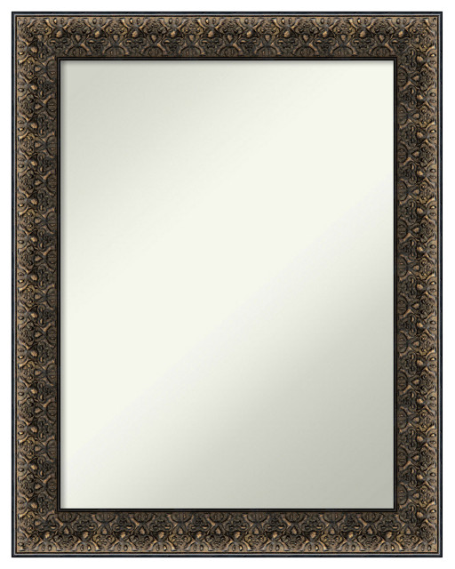 Intaglio Embossed Black Non-Beveled Wood Bathroom Wall Mirror - 22.5 x ...