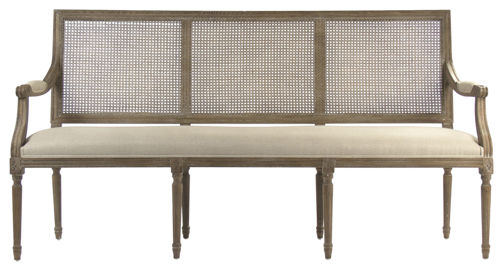 Louis Cane Back Bench Traditional Upholstered Benches by Nook