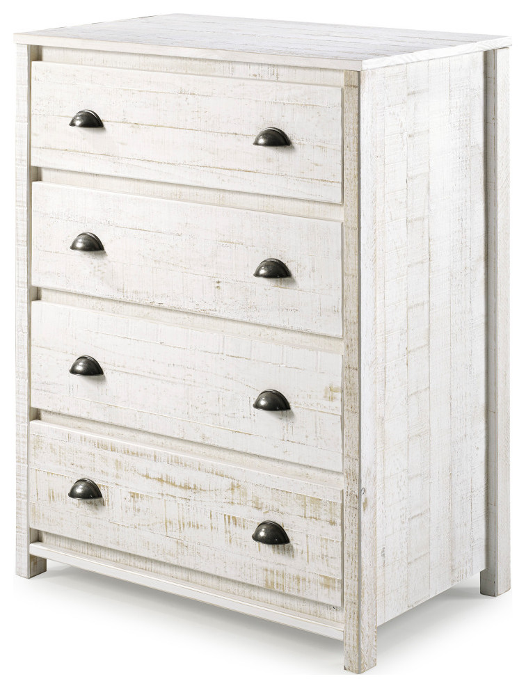Rustic 4Drawer Wood Chest of Drawers, Rustic Gray Farmhouse Kids