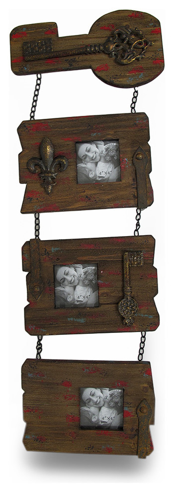 3 Panel Shabby Chic Recycled Wood Wall Photo Frame