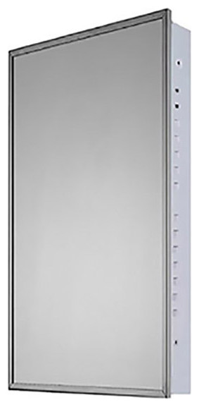 Medicine Cabinet, 18"x36", Bright Annealed Stainless Steel Frame, Flush Mounted