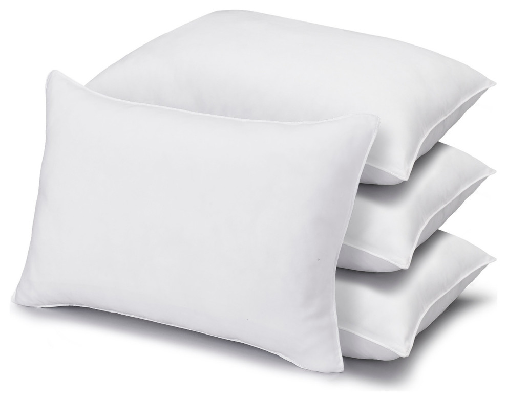 4-Pack 233TC Microfiber Soft Stomach Sleeper Pillows, King