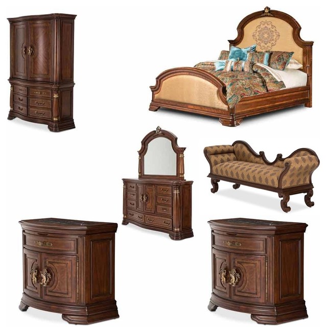 Aico Grand Masterpiece 7 Piece Panel Bedroom Set Eastern King