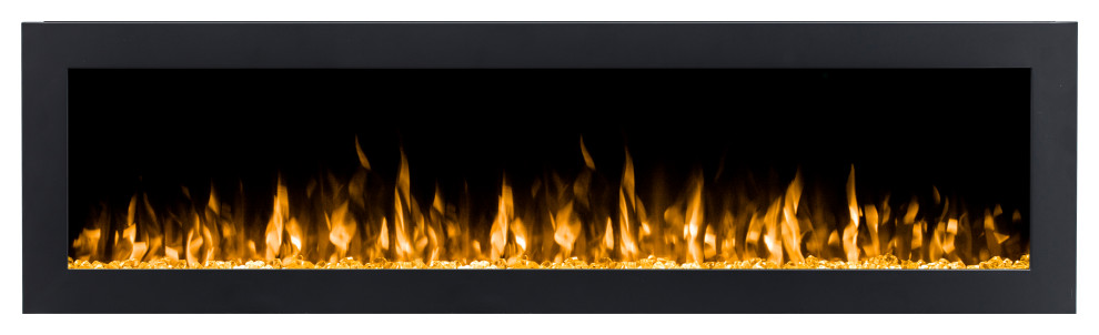 60 inch Black Recessed Electric Fireplace with Crystals - INTU 60" | Ignis