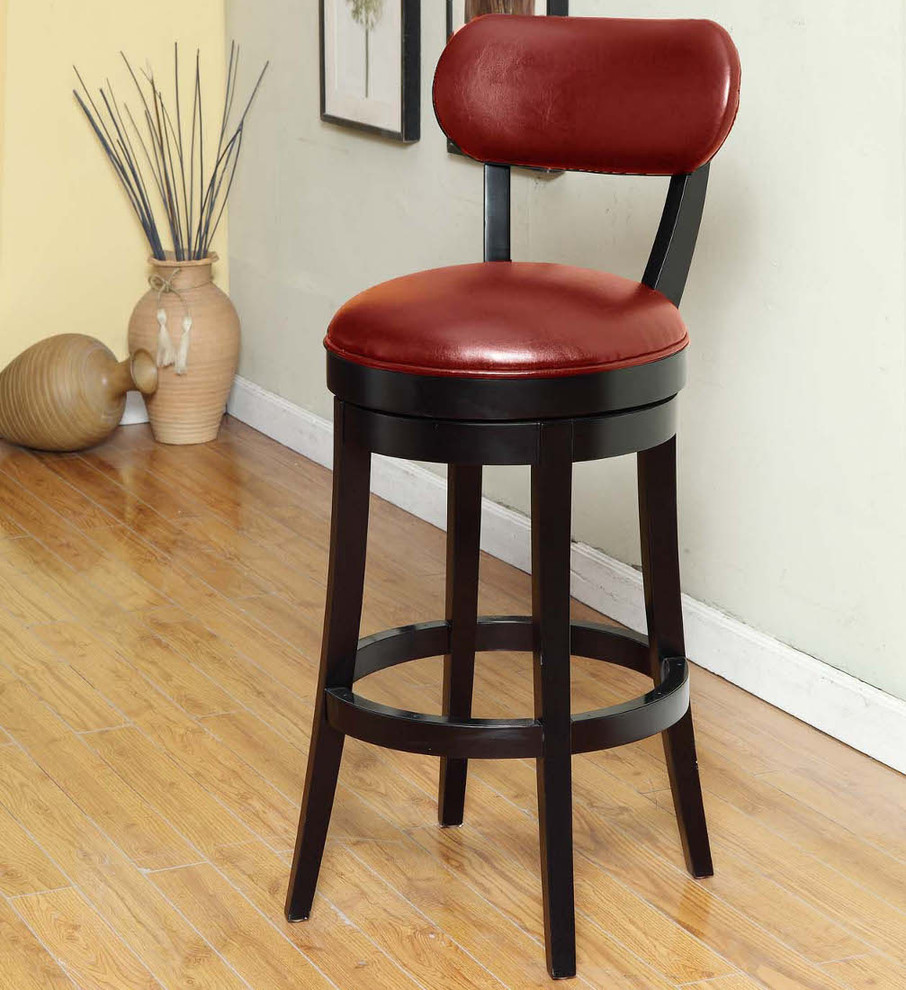 Roxy 26in. Swivel Barstool in Red Bicast Leather