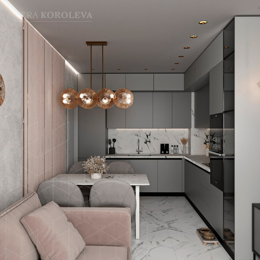 Дизайн-проект двухкомнатной  квартиры с золотыми акцентами в ЖК "Q-Мир"