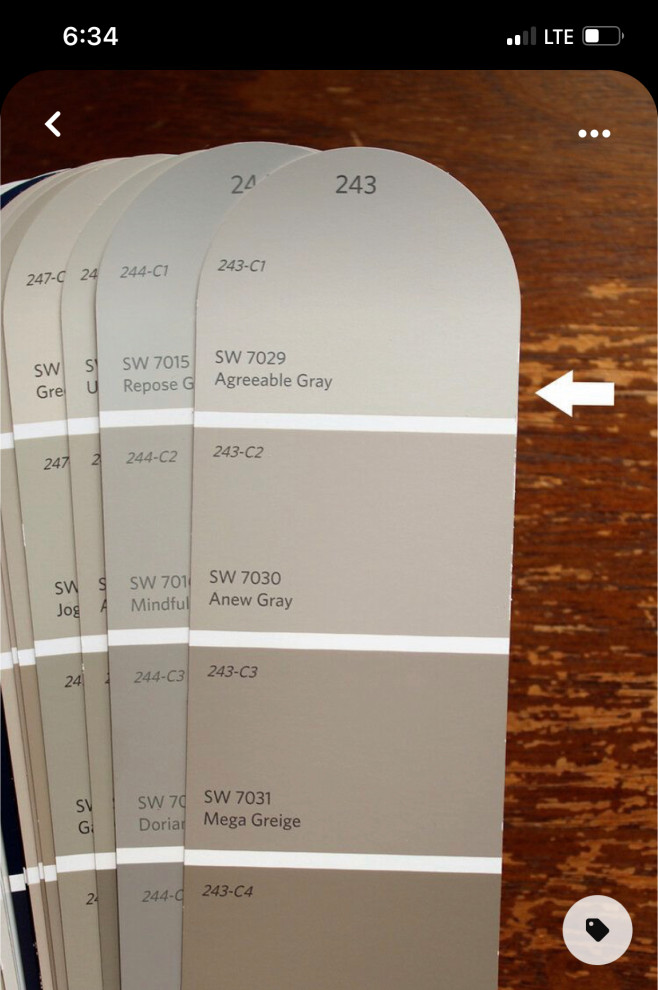 Agreeable grey vs repose grey on red wood floor