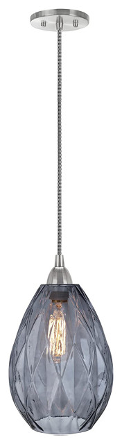 61099-21, 1-Light Hanging Mini Pendant Ceiling Light, Smoke Glass Shade
