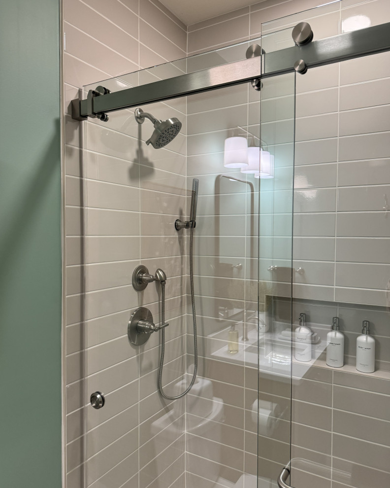 Modern Basement Bathroom with Rift-Cut Oak Vanity