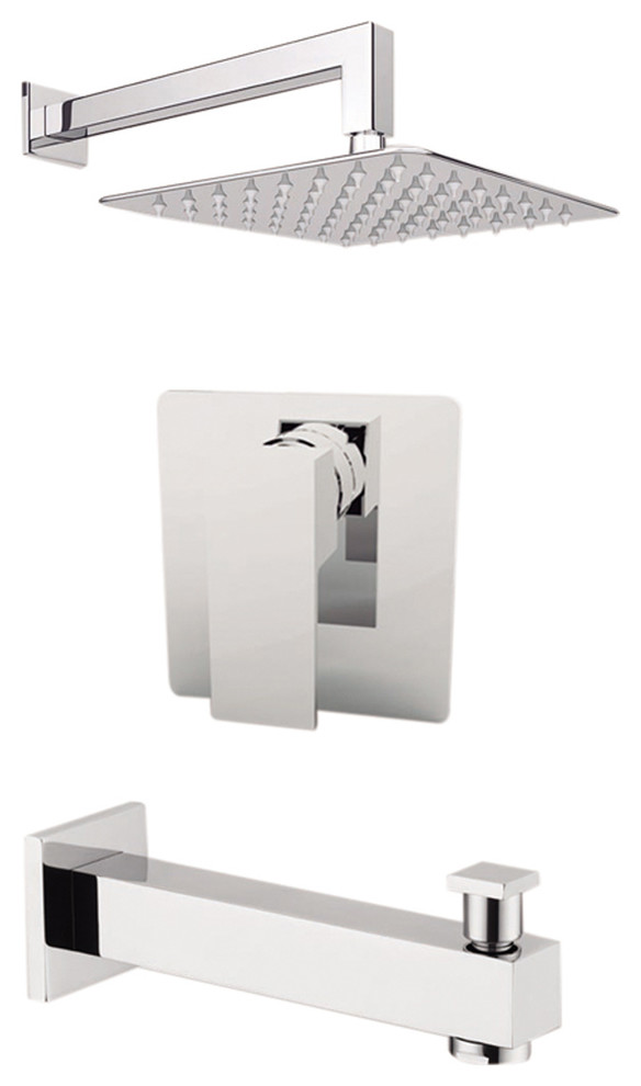 Aquamoon Milan 12" Showerhead, Spout With Wall Arm, Brushed Nickel