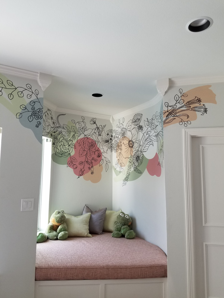 Idée de décoration pour une chambre d'enfant minimaliste de taille moyenne.