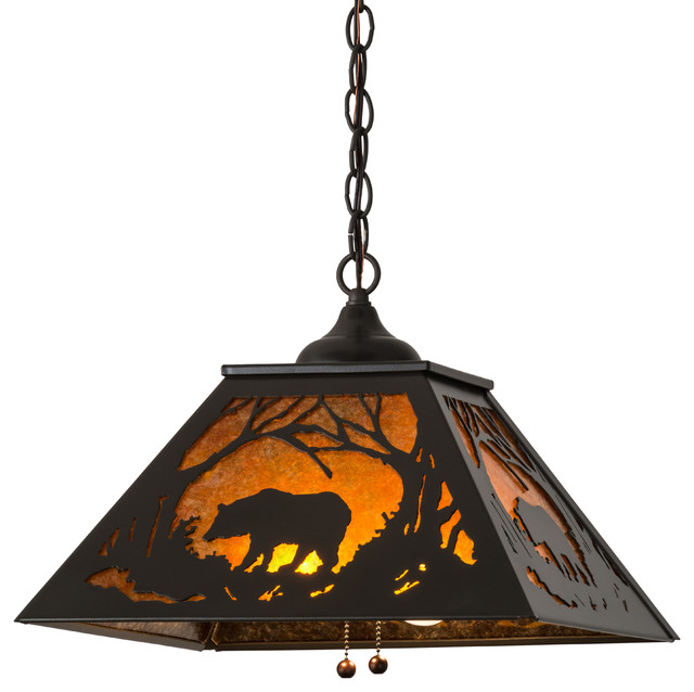 16" Square Bear At Dawn Pendant Pendant Lighting by Meyda
