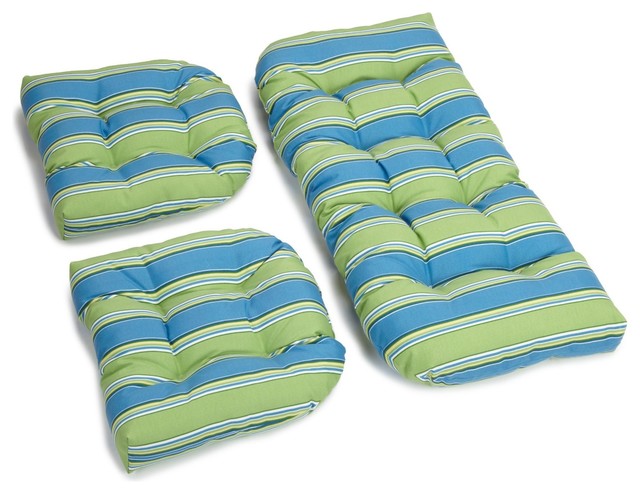 U-Shaped Spun Polyester Tufted Settee Cushion Set, Set of 3 ...