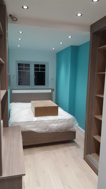 Double storey rear extension, outbuilding and full house renovation contemporary-bedroom