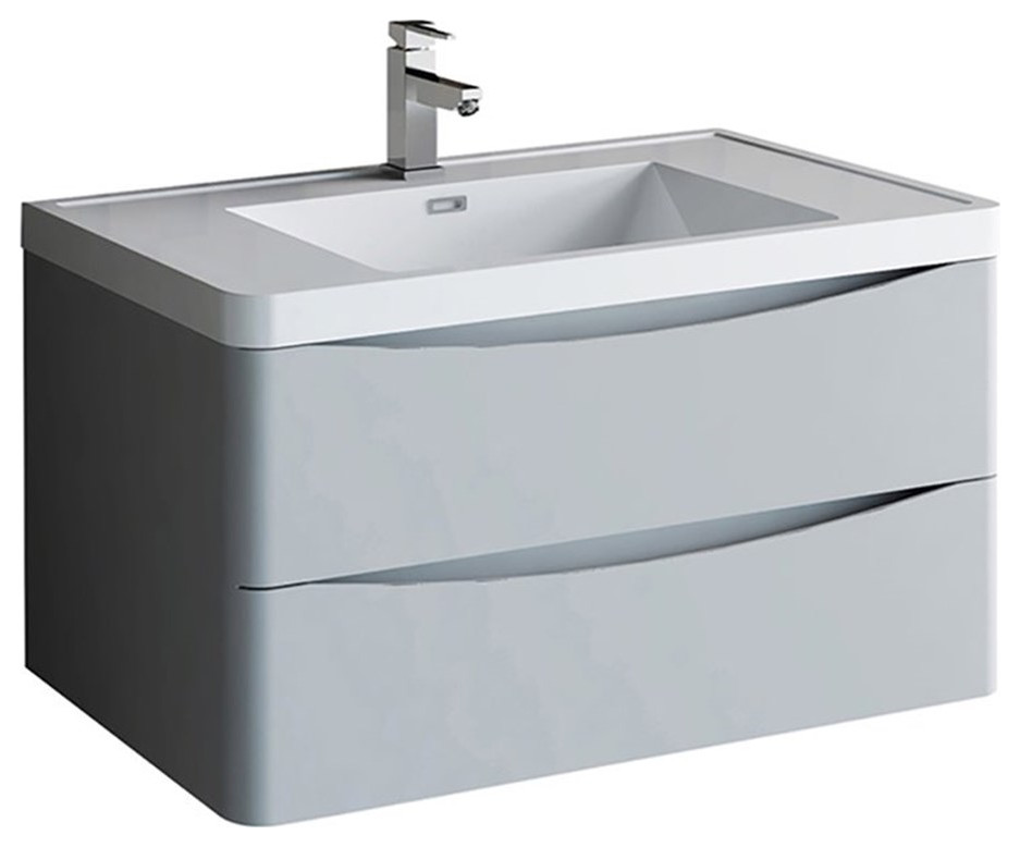 Fresca Tuscany 36" Wall Hung Integrated Sink Bathroom in Glossy