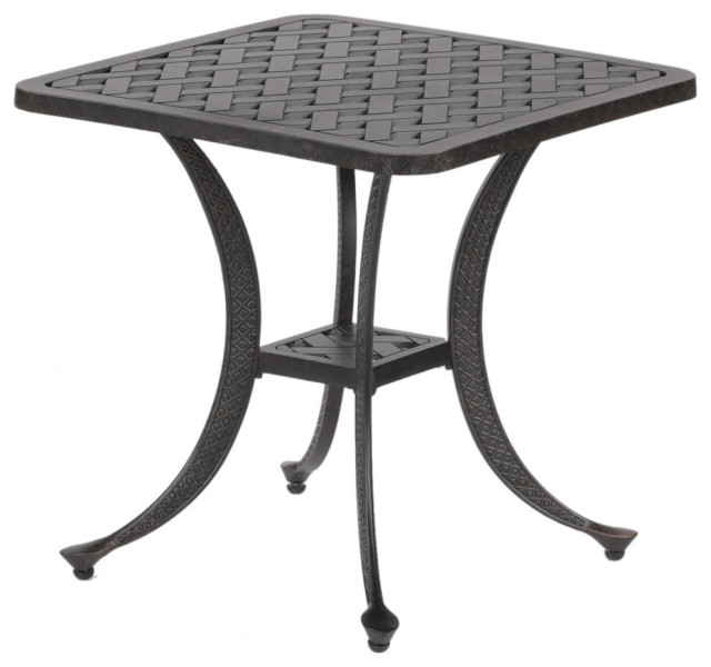 Stinson Square Cast Aluminum Outdoor Side/End Table Traditional Outdoor Side Tables by