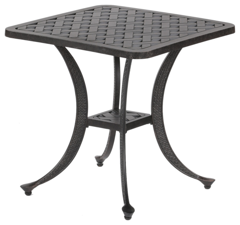 Stinson Square Cast Aluminum Outdoor Side End Table Traditional Outdoor Side Tables By Ipatio