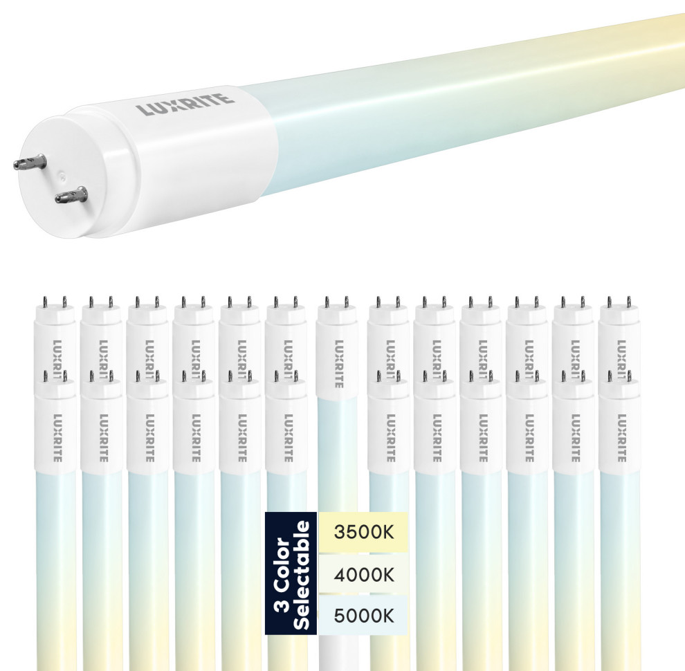 Luxrite 4FT T8 LED Tube Light 13W=32W 3 Color Option 1950LM 12 Pack ...