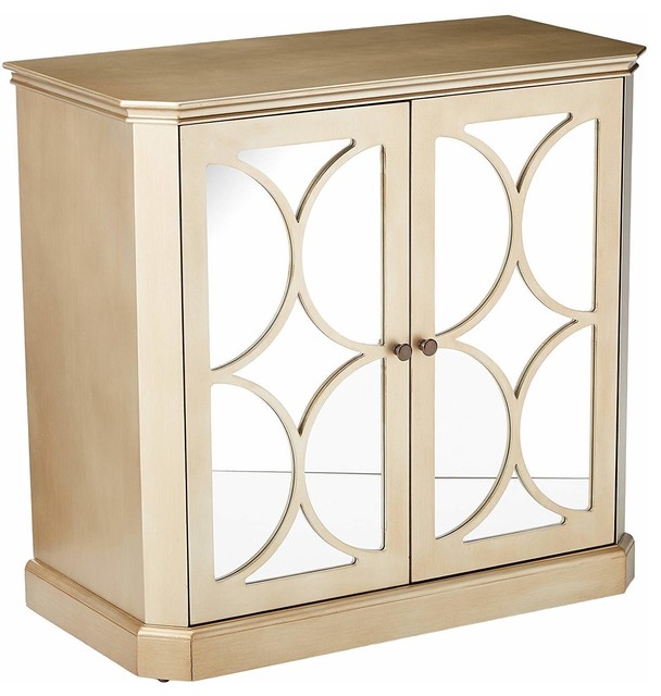Dunham Wood Accent Cabinet With Mirrored Storage Doors Gold