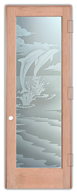Interior Prehung Door or Interior Slab Door - Dolphins Leaping - Primed -..., 30" (2/6) x 80" (6 ...