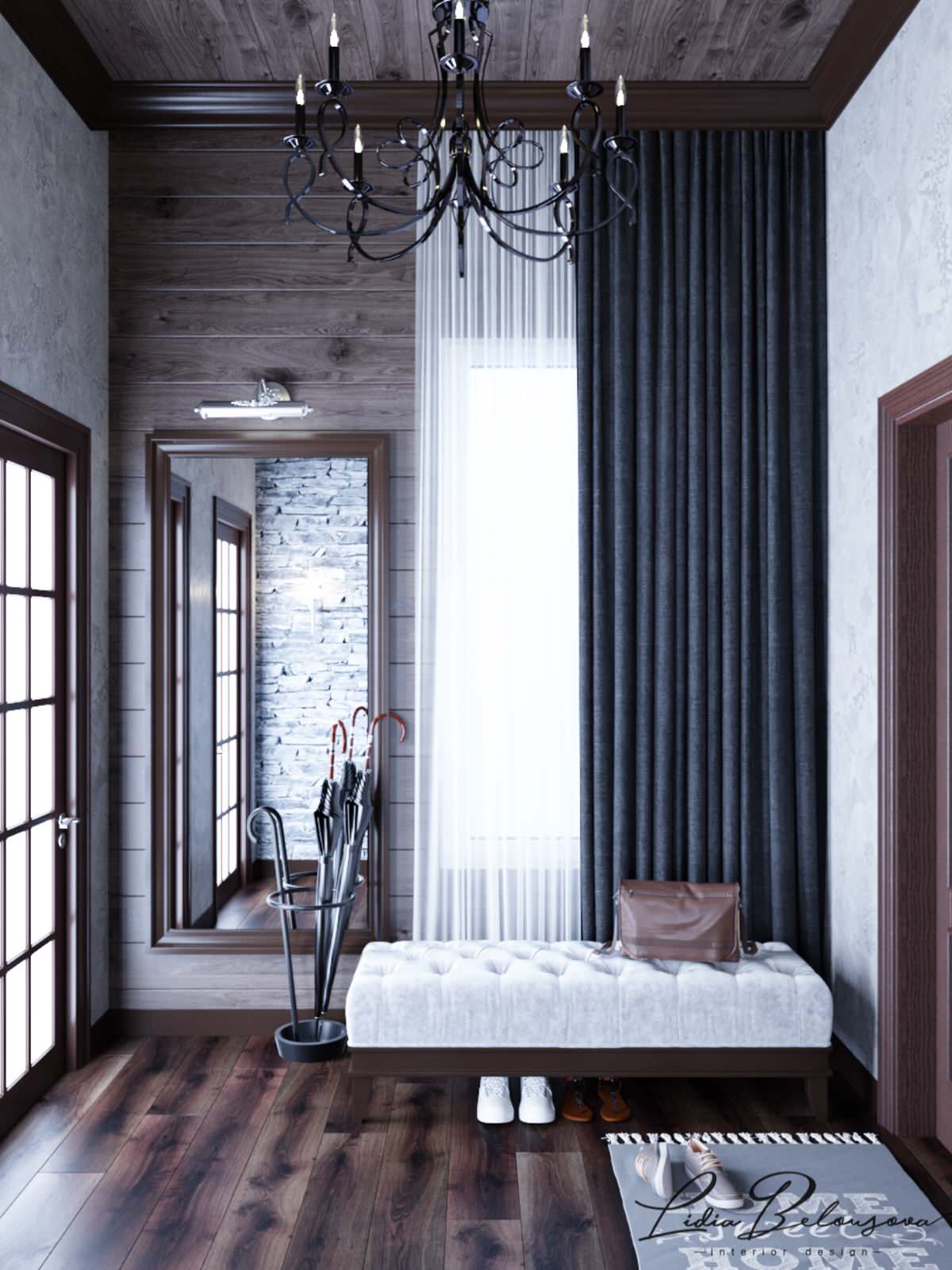 Прихожая в доме в стиле шале