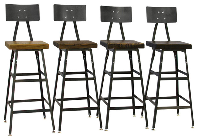 Reclaimed Bar Stools 55 Off, Metal And Wood Counter Stools With Backs