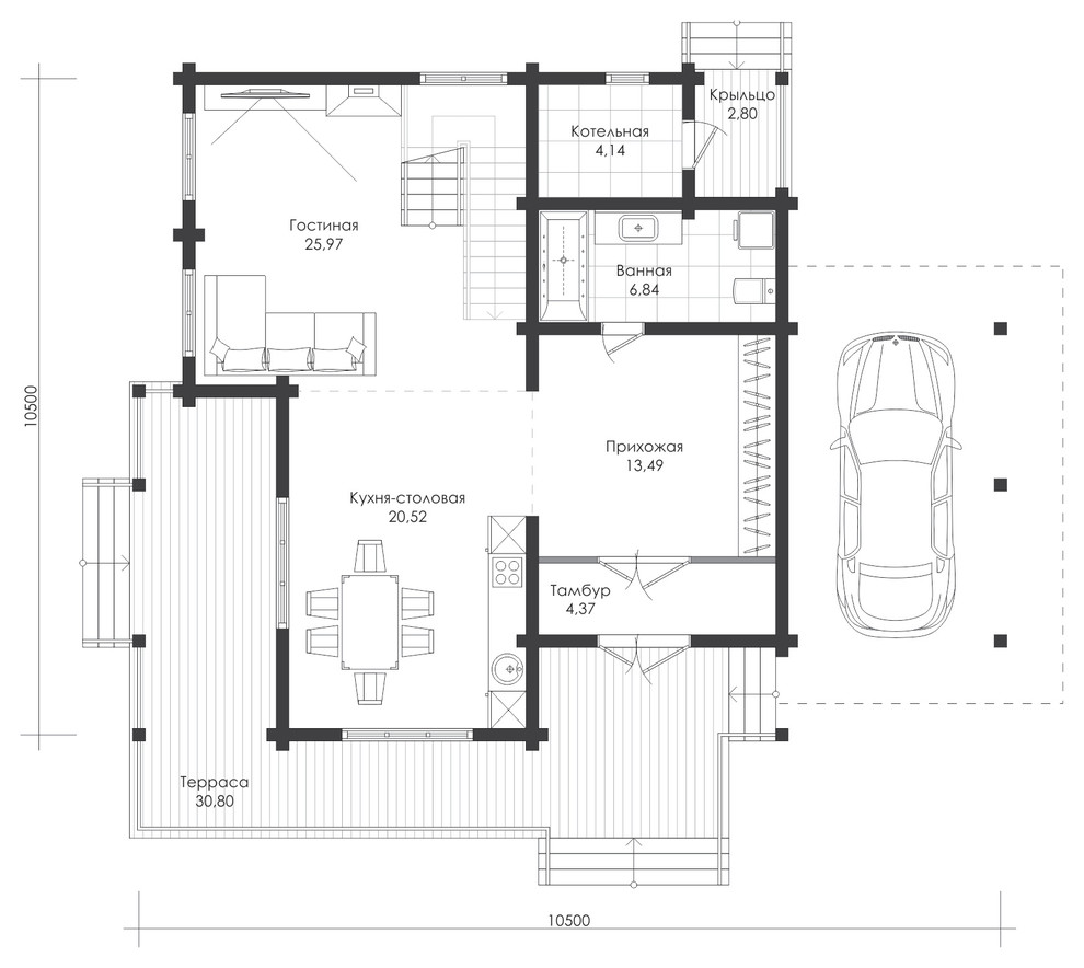 Дом из профилированного бруса 200х142.