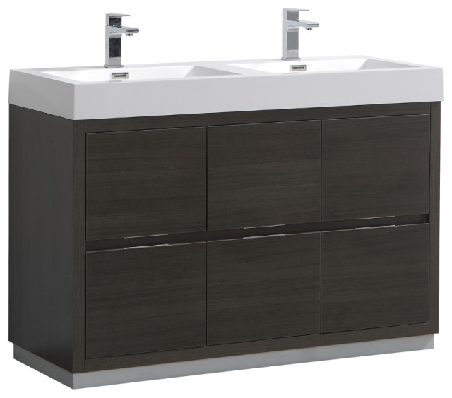 Valencia Free Standing Double Sink Bathroom Vanity, Dark Slate Gray, 48