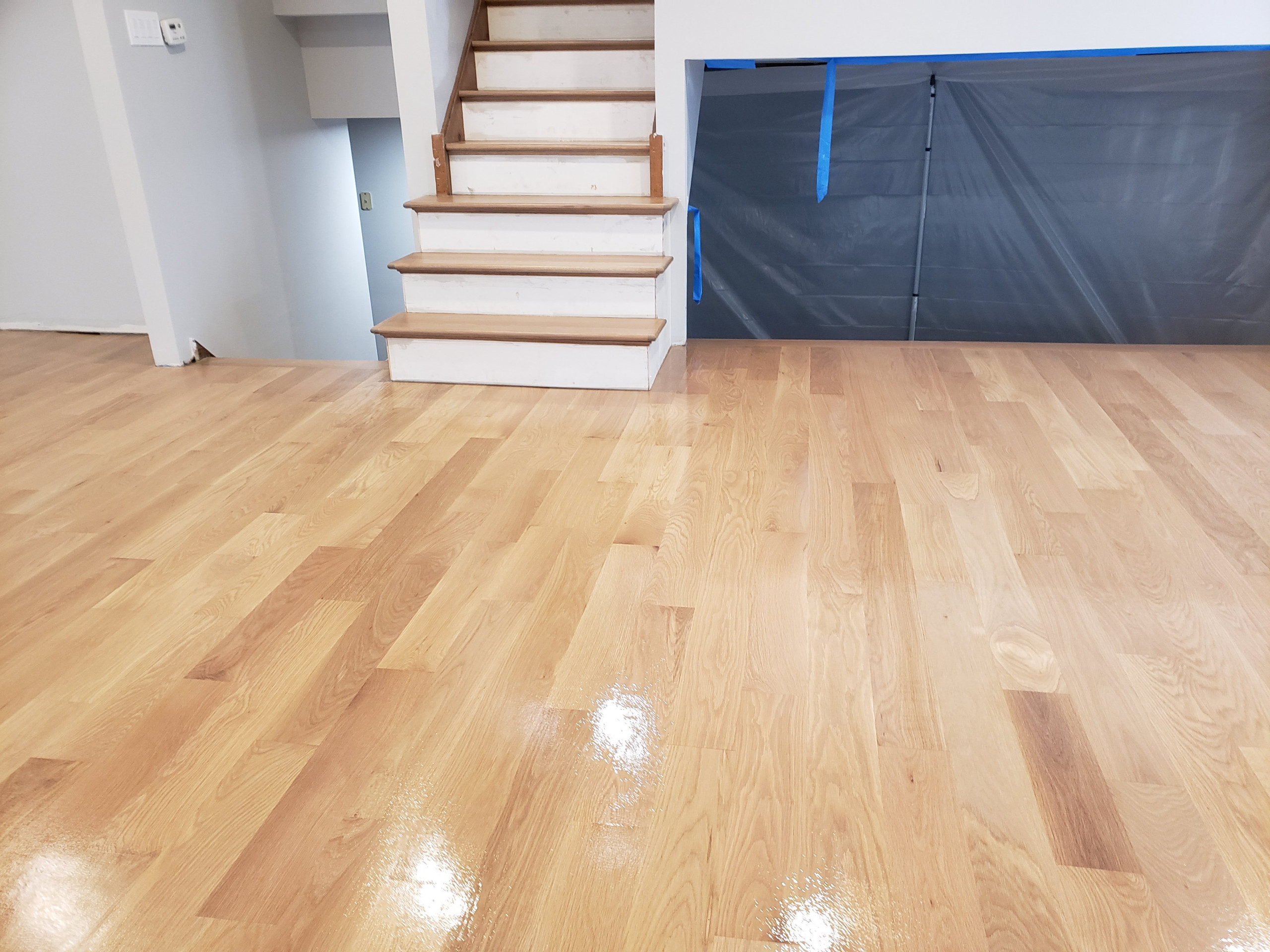 Downers Grove,new install 5 inch white oak ,Silvered Gray stain ,Bona Traffic HD