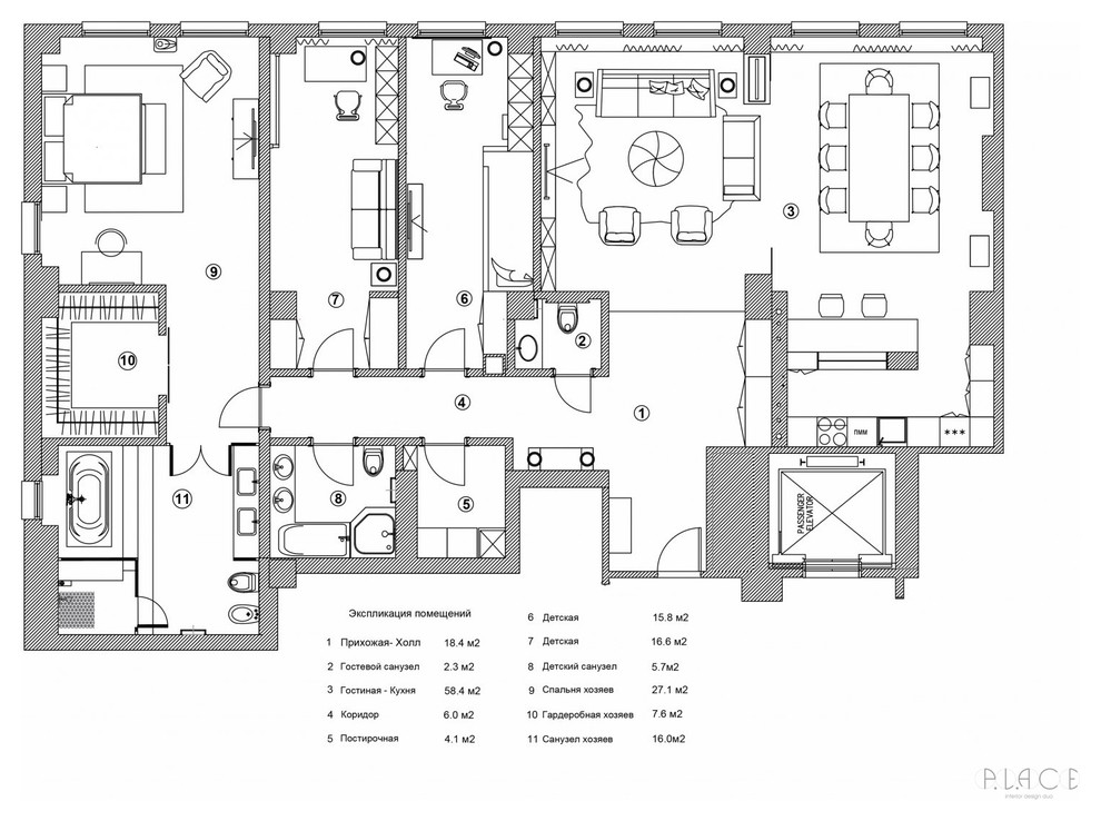 Планировка квартиры 180 м2