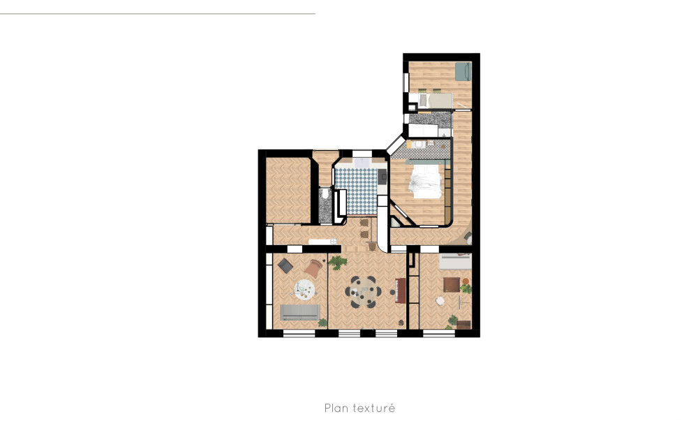 Option 1 - Appartement C - Plan texturé