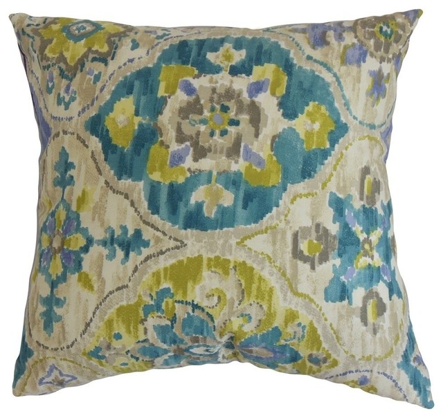 The Pillow Collection - Vina Floral Pillow Sea Green ...