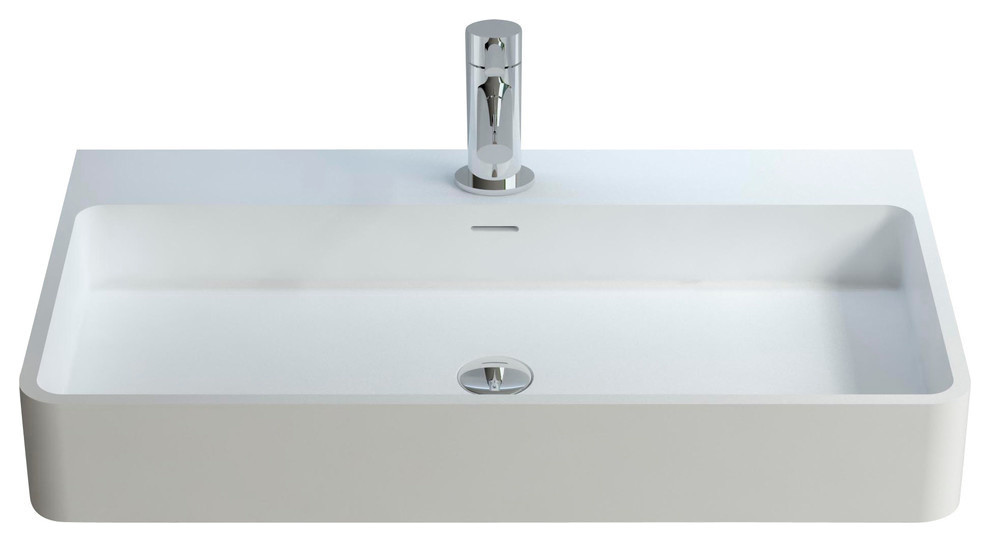 ADM Rectangular Countertop Sink, White, 31" Contemporary Bathroom
