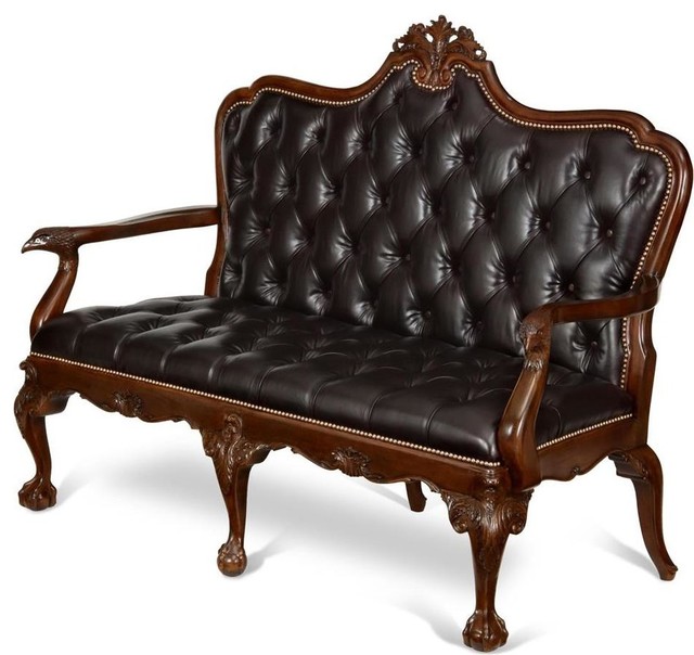Sofa Scarborough House Mahogany Eagle, Brown Leather Victorian Sofa