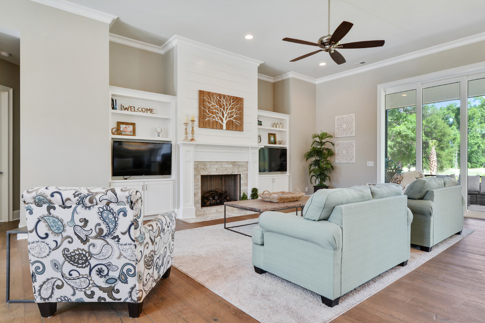 This is an example of a beach style living room in Atlanta.