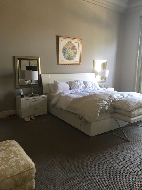 I Need Help With A Very Tall Wall My Bedroom Wall Is 15 Ft High Bed And Side Tables Look Miniature How Can I Draw The Eye Up