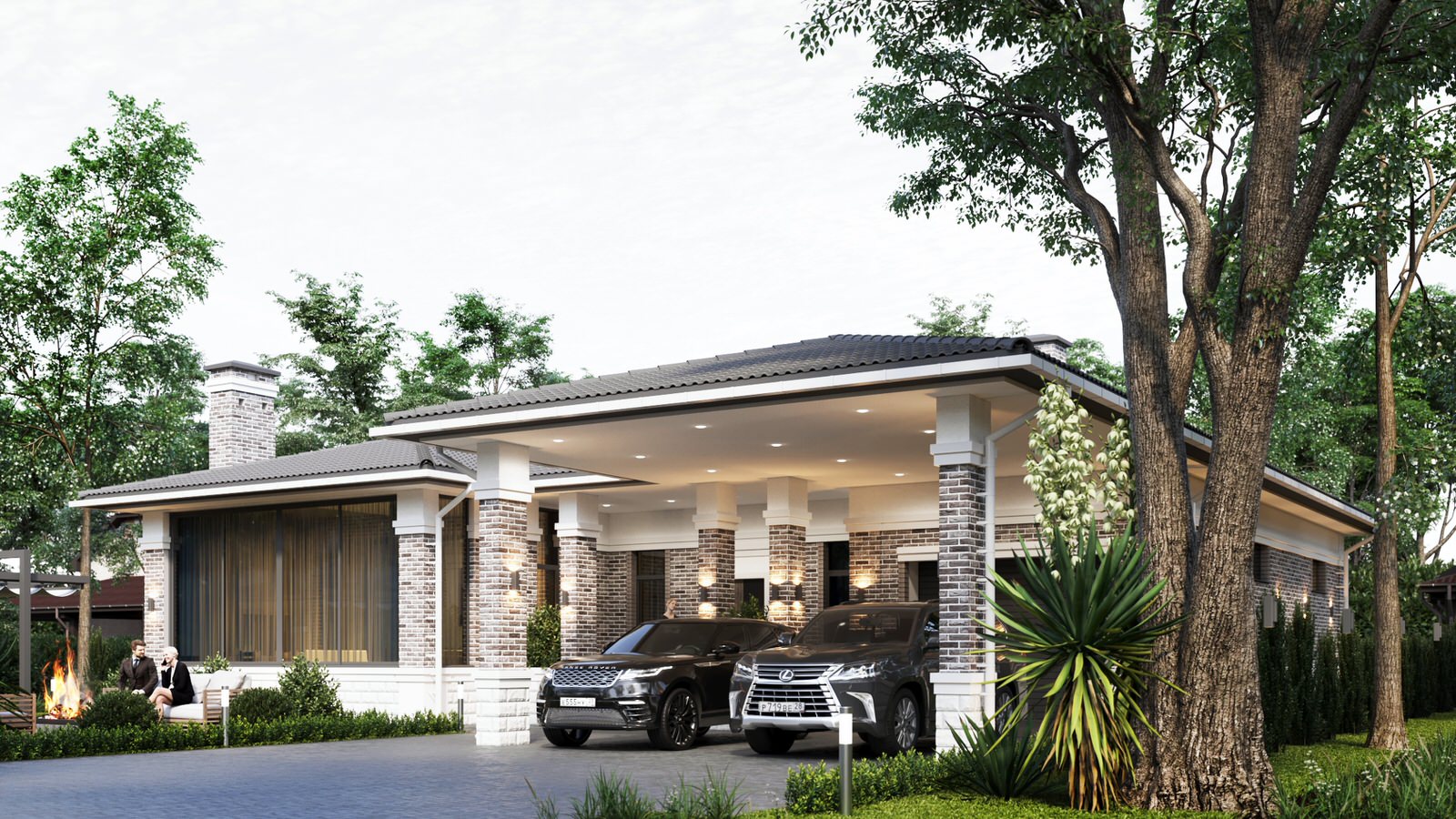 Одноэтажный дом с гаражом и террасой в Краснодаре