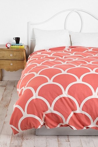 Stamped Scallop Duvet Cover, Pink