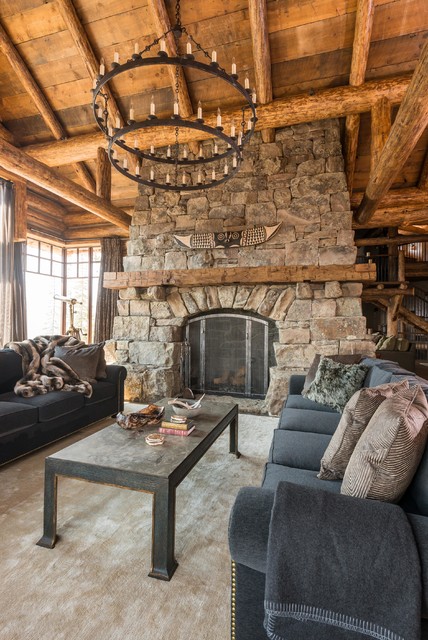 Cedar View Lodge rustic-living-room