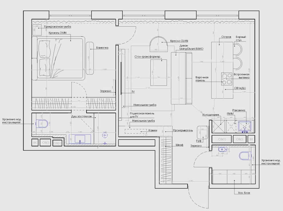 Эскизы проекта в ЖК Level, Москва
