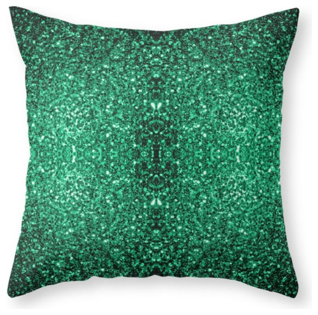 Society6 Beautiful Emerald Green Glitter Sparkles Throw Pillow