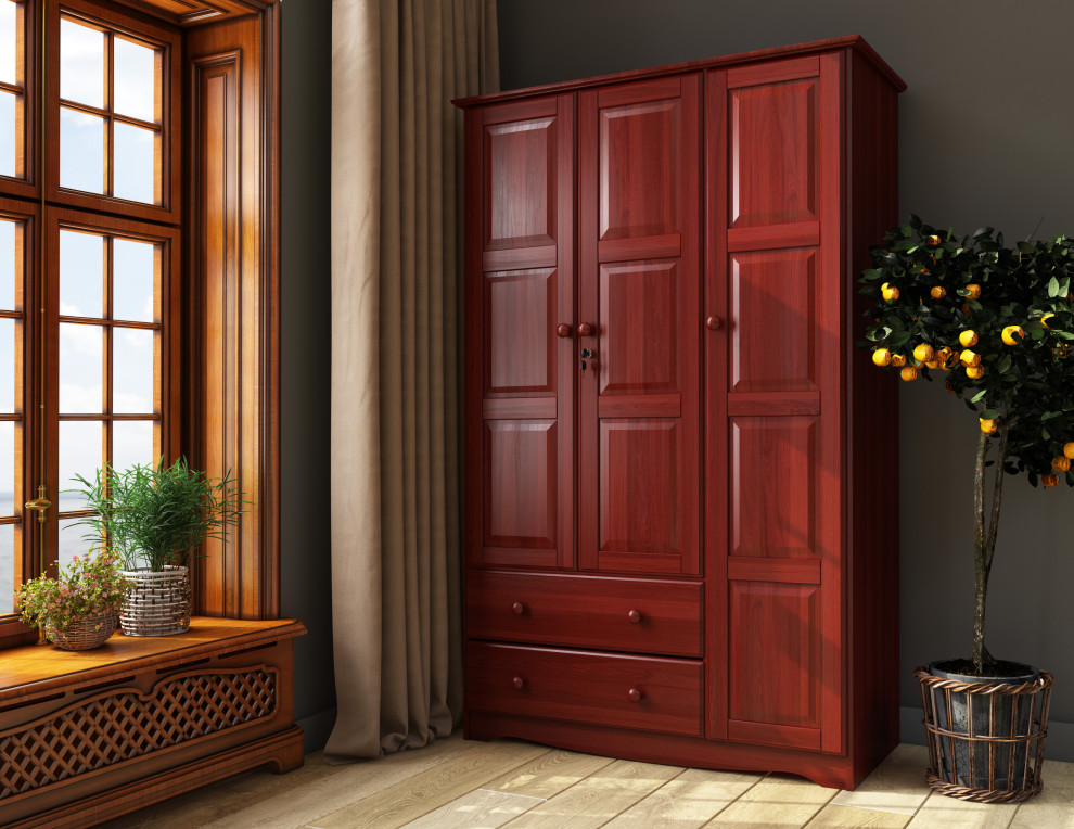 100 Solid Wood 3Door Grand Armoire With Lock Transitional Armoires And Wardrobes by The
