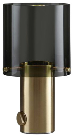 Walter Table Lamp, Anthracite, Glass and Brass, Small