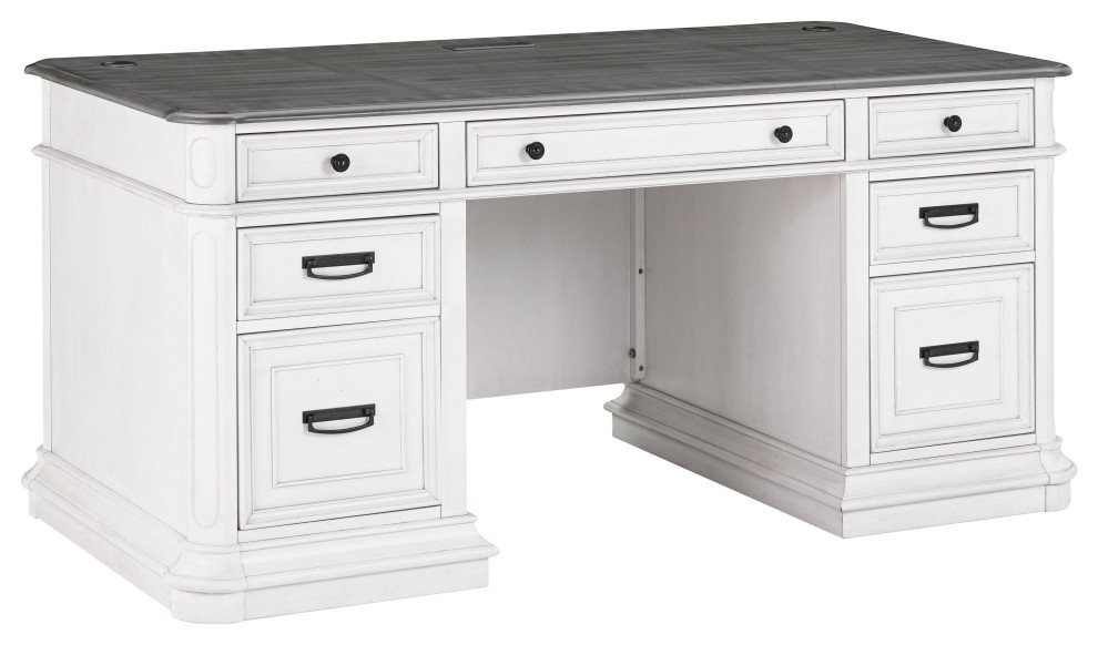 Roanoke White Executive Desk Transitional Desks And Hutches by