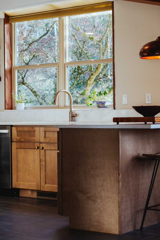 Example of a mountain style home design design in Seattle