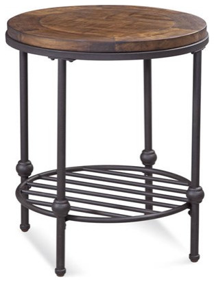 Emery Distressed Round End Table
