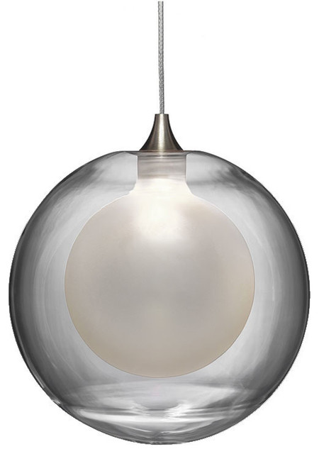 Kadur Frost Glass Pendant Light, Clear Frost inner, Clear With White Frost Inner