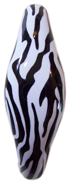 Zebra Animal Print Ceramic Cabinet Drawer Pull Handle