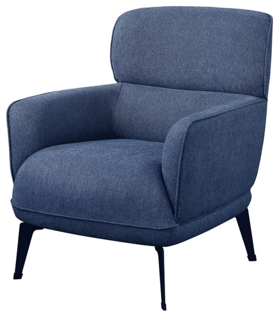 Pemberly Row Transitional Fabric Upholstered Accent Chair in Blue ...