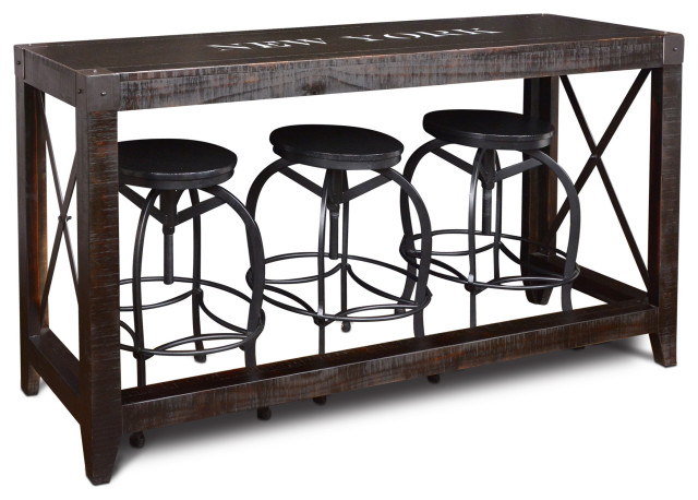 Industrial Console Tables, Industrial Console Table With Stools